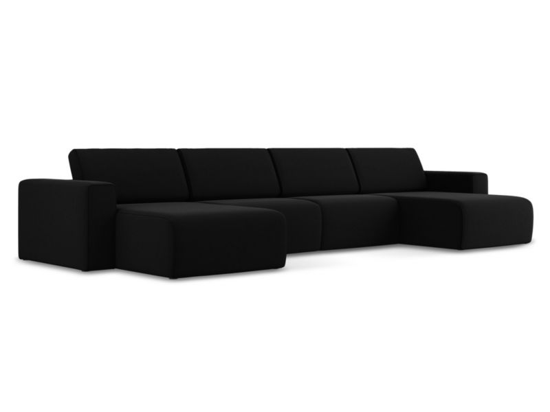 Sofa modułowa panoramiczna LaMiaSofa CASERTA z tkaniny welwetowej 404x167 cm czarny 1 szt.
