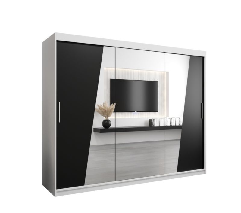 Szafa przesuwna Garderoba Abiks RHOMB 250 biały mat + czarny mat 1 szt.