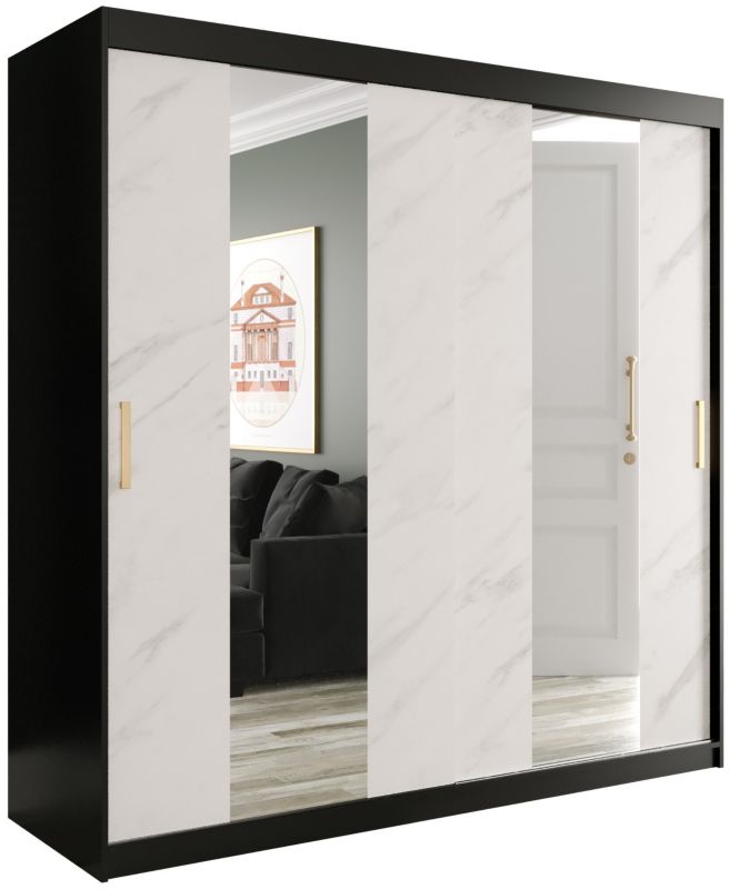 Szafa przesuwna Garderoba Abiks Marmur POLE 200 czarny + biały 1 szt.