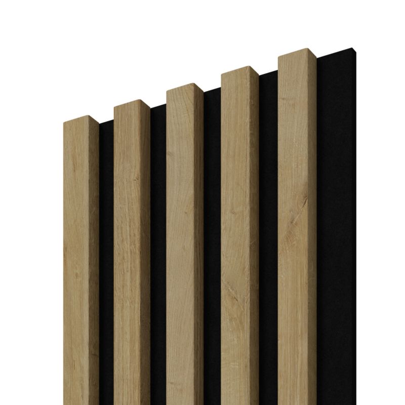 Panel lamelowy ścienny Stegu Linea Silento MDF 265 x 24,5 cm dąb/czarny