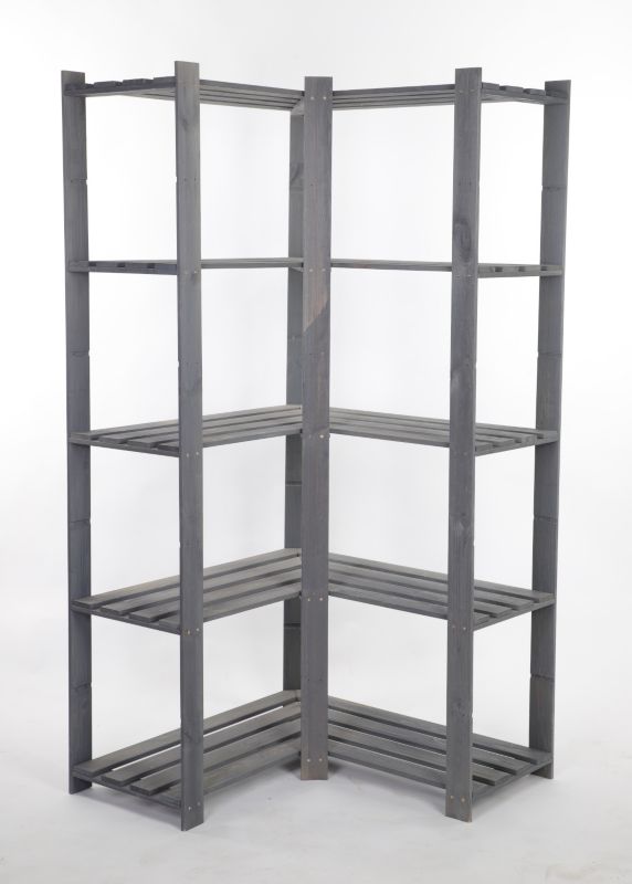 Regał narożny drewniany MODO24 impregnacja szara 170x85x38 cm pojemny 1 szt.