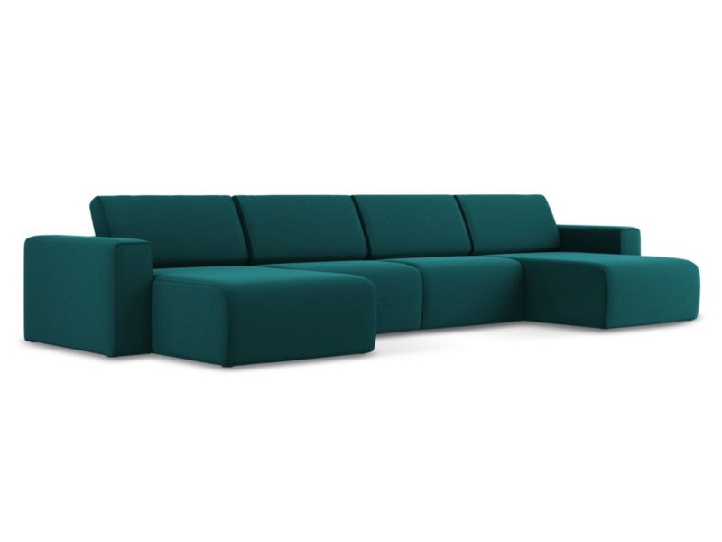 Sofa modułowa panoramiczna LaMiaSofa CASERTA z tkaniny welwetowej 404x167 cm morski 1 szt.