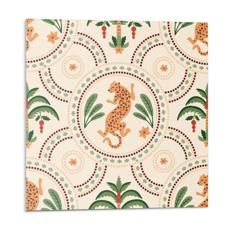 Kafelki samoprzylepne Wallfluent 50x50 cm Lampart w tropikalnym stylu 4 szt.