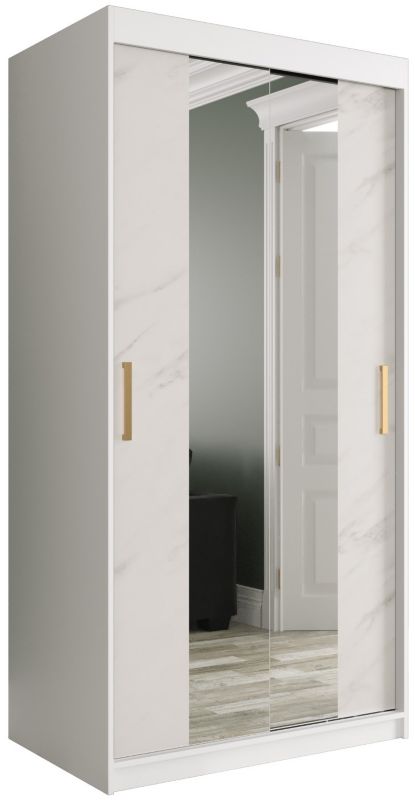 Szafa przesuwna Garderoba Abiks Marmur T1 100 biały + biały 1 szt.
