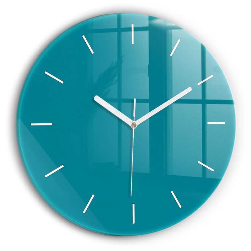 Zegar szklany białe wskazówki Wallfluent fi30 cm Morski 1 szt.