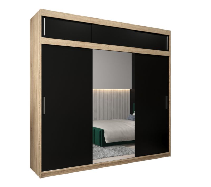 Szafa przesuwna Garderoba Abiks Tokyo 1 250 sonoma + czarny z nadstawką 1 szt.