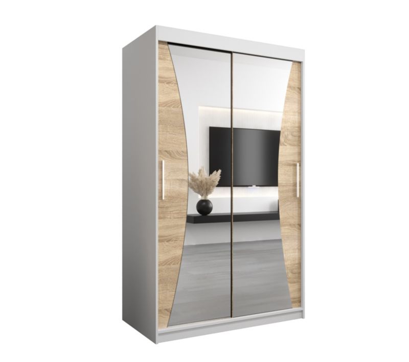 Szafa przesuwna Garderoba Abiks MONACO 120 biały mat + dąb sonoma 1 szt.