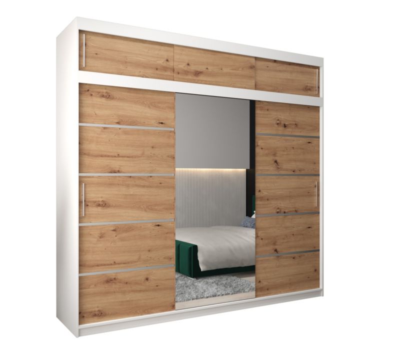 Szafa przesuwna Abiks Verona 2 250 biały + artisan z nadstawką 1 szt.