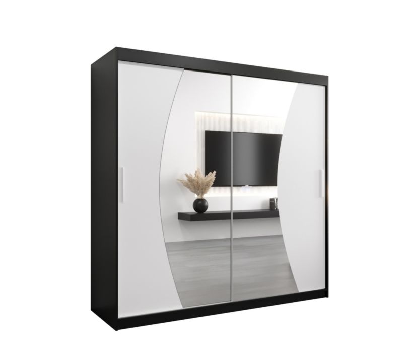 Szafa przesuwna Garderoba Abiks WAVE 200 czarny mat + biały mat 1 szt.