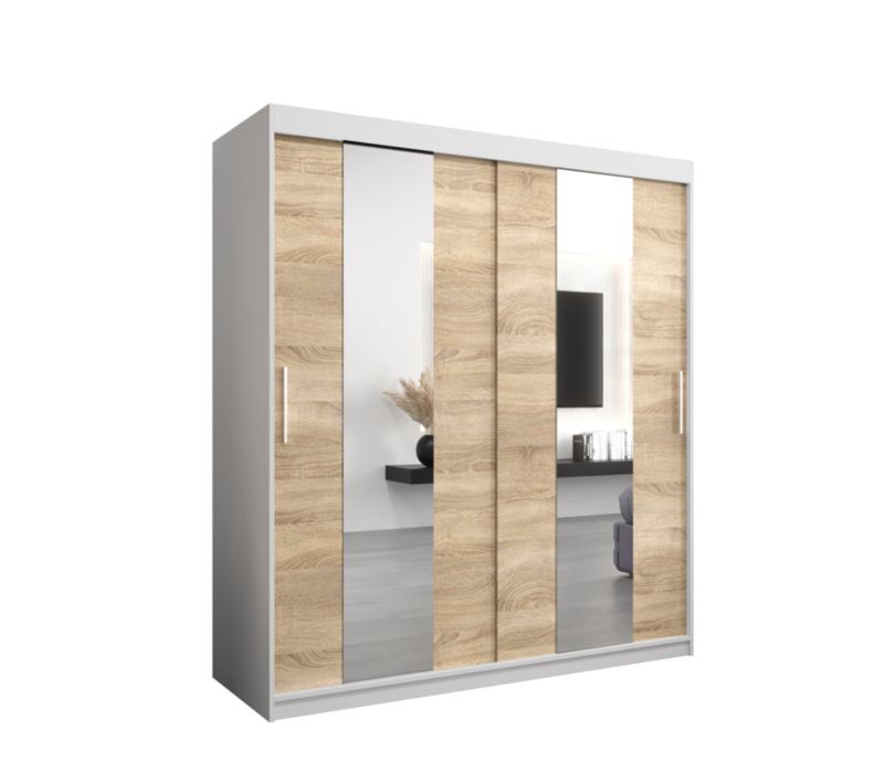 Szafa przesuwna Garderoba Abiks POLE 180 biały/sonoma 1 szt.