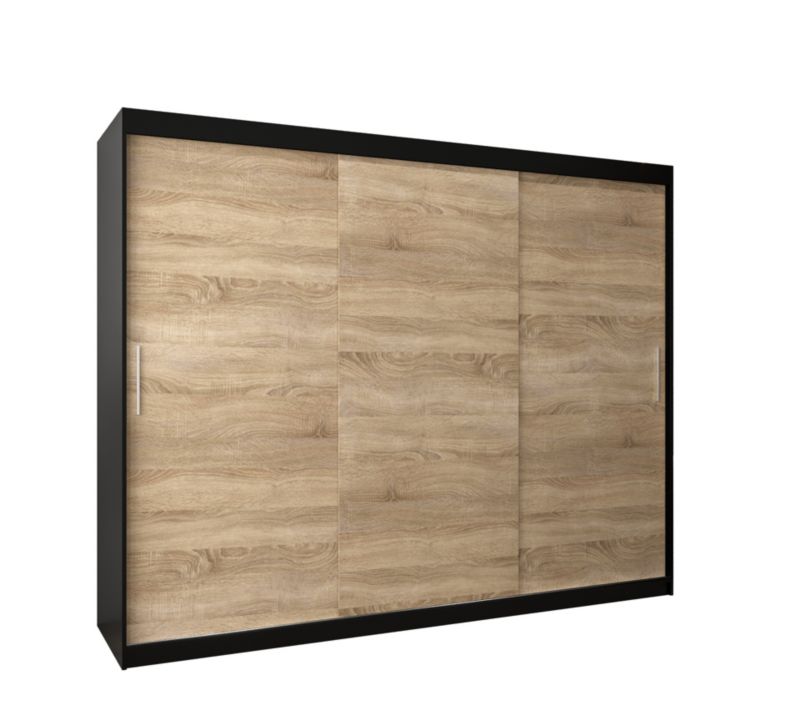 Szafa przesuwna Garderoba Abiks Tokyo 250 czarny + sonoma 1 szt.