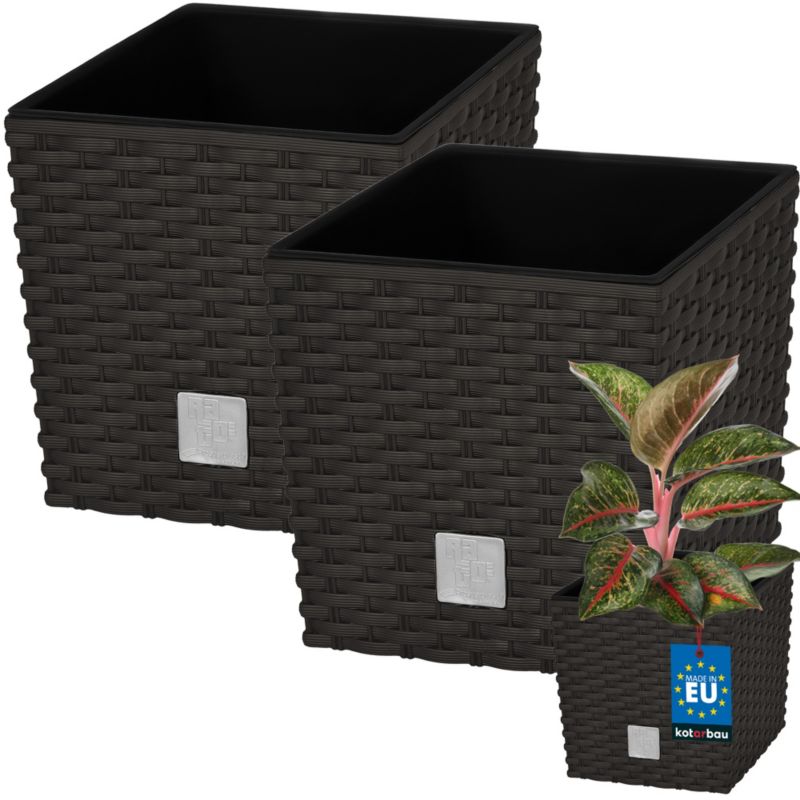 Doniczka ogrodowa KOTARBAU rattan z wkładem umbra 20x20 cm 2 szt.
