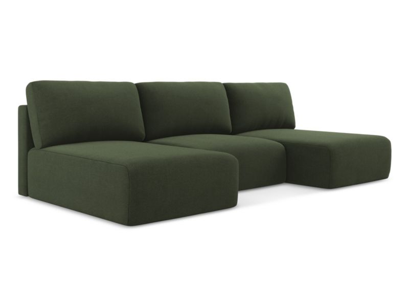 Sofa panoramiczna z funkcją spania LaMiaSofa OSTIA z tkaniny strukturalnej 304x149 cm oliwkowy 1 szt.