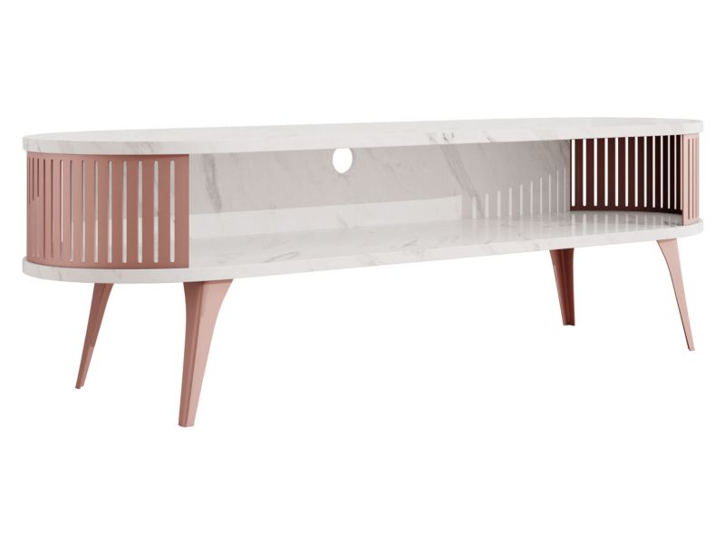 Szafka RTV MIRJAN 24 owalna Roenni Ember miedziany/marmur bianco 1 szt.