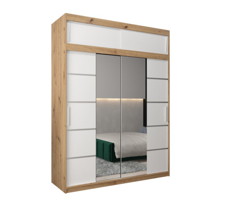 Szafa przesuwna Abiks Verona 4 180 artisan + biały z nadstawką 1 szt.