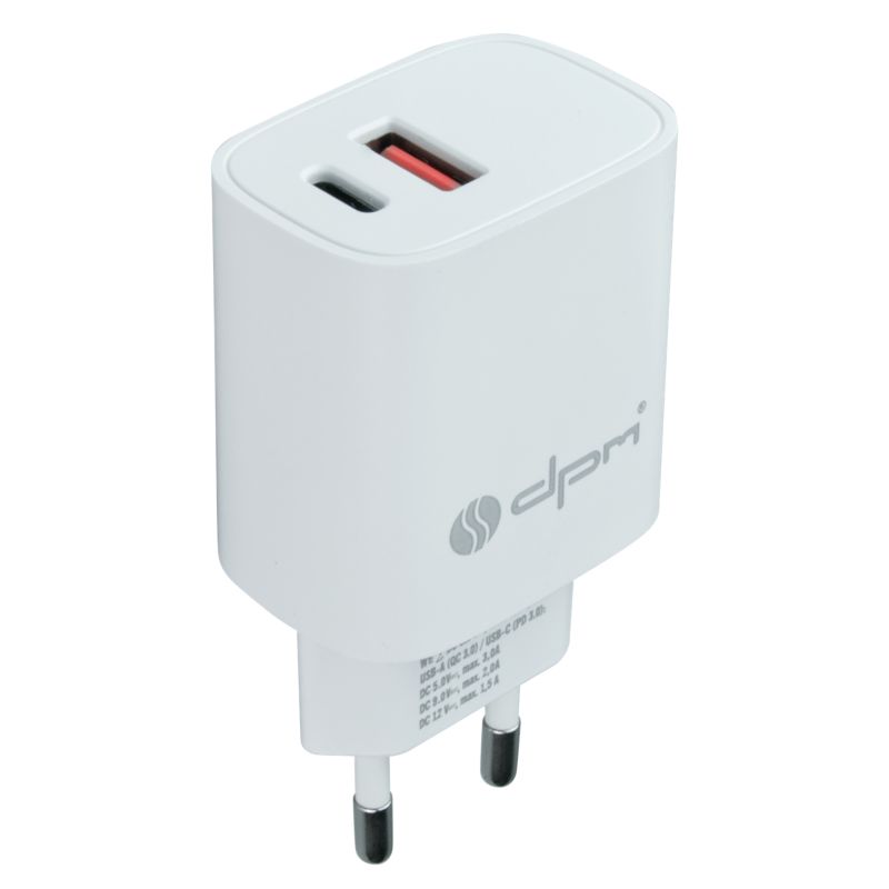 Ładowarka sieciowa DPM Solid USB A USB C biała