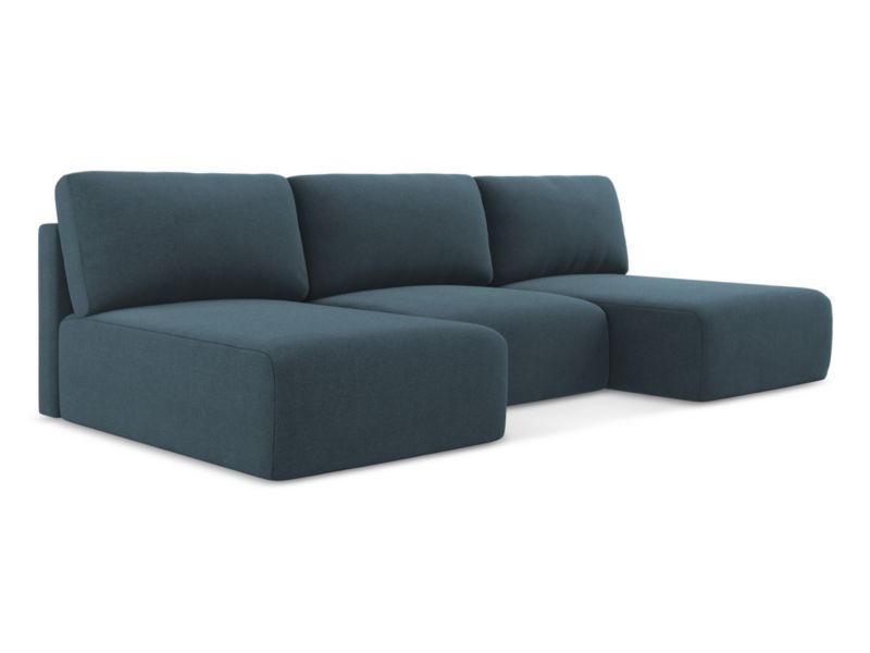Sofa panoramiczna z funkcją spania LaMiaSofa OSTIA z tkaniny strukturalnej 304x149 cm jeans 1 szt.
