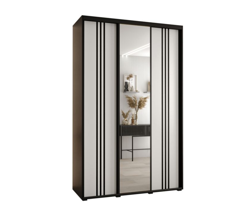 Szafa przesuwna Abiks DAVOS 7 wysoka szer.150cm gł.60cm czarny/biały/czarny 1szt.