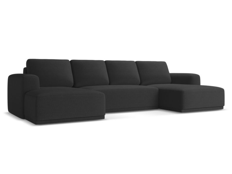 Sofa panoramiczna z funkcją spania LaMiaSofa BOLOGNA z tkaniny szenilowej 333x160 cm antracyt 1 szt.