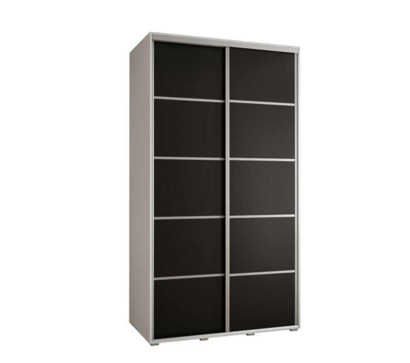 Szafa przesuwna Abiks DAVOS 4 wysoka szer.130cm gł.45cm biały/czarny/srebrny 1szt.