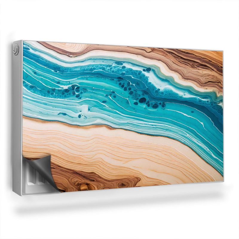 Dekoracyjna osłona mata na kaloryfer Wallfluent 100x60 cm Żywica w błękicie 1 szt.