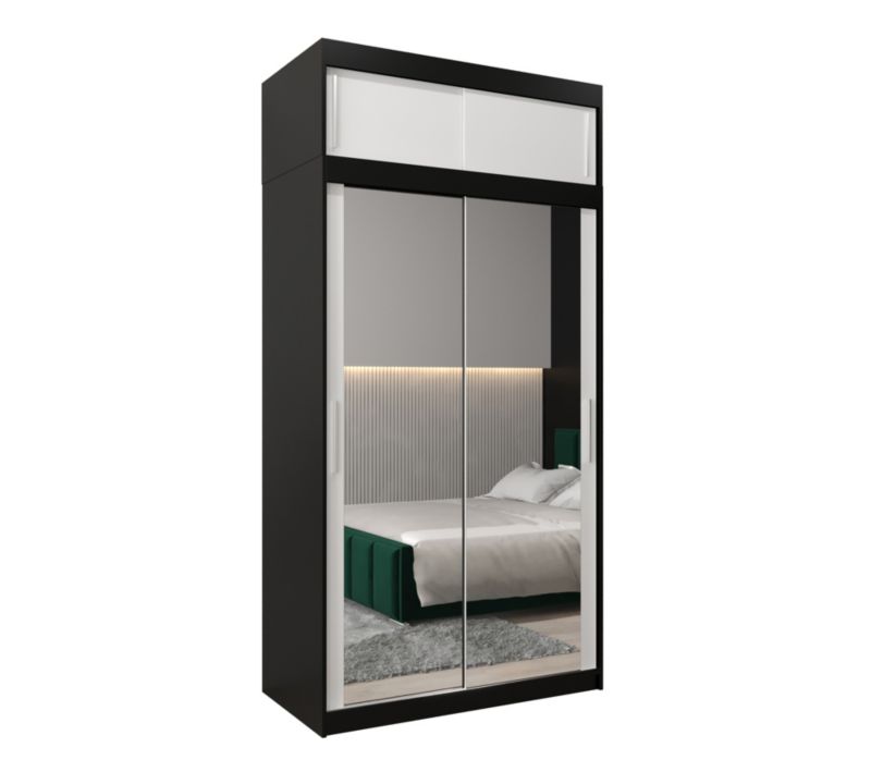 Szafa przesuwna Garderoba Abiks Tokyo 3 120 czarny + biały z nadstawką 1 szt.