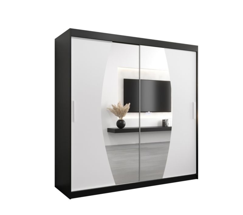 Szafa przesuwna Garderoba Abiks ELYPSE 200 czarny mat + biały mat 1 szt.