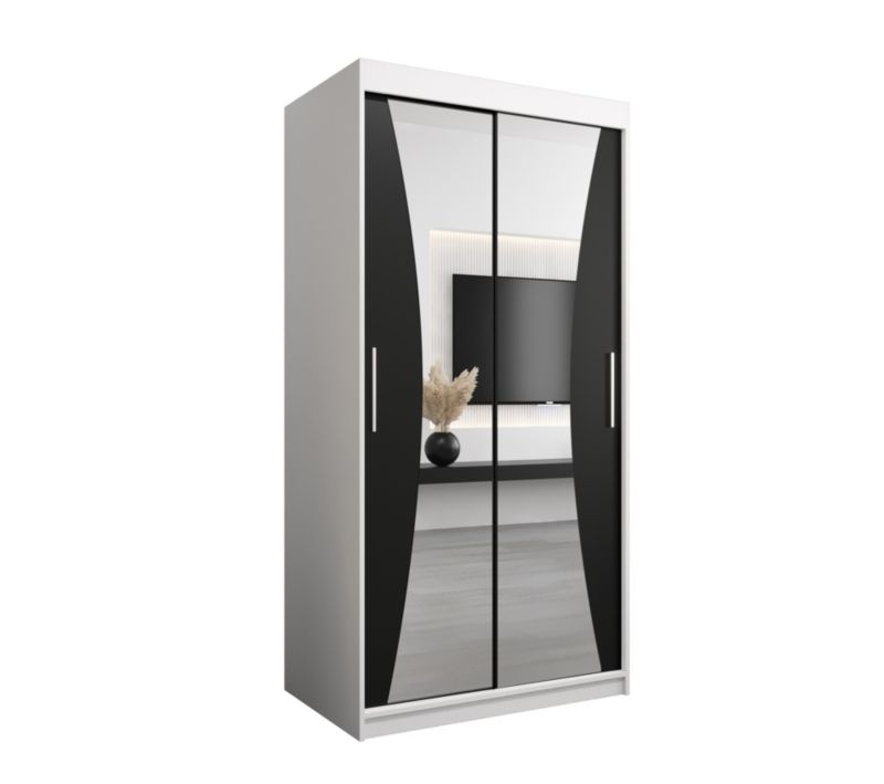 Szafa przesuwna Garderoba Abiks MONACO 100 biały mat + czarny mat 1 szt.