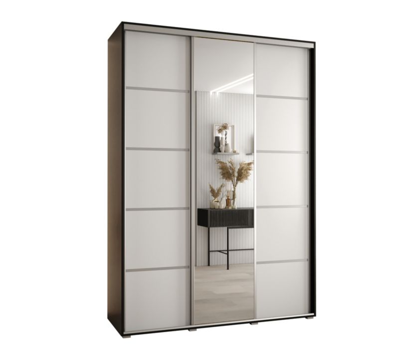 Szafa przesuwna Abiks DAVOS 5 wysoka szer.180cm gł.60cm czarny/biały/srebrny 1szt.