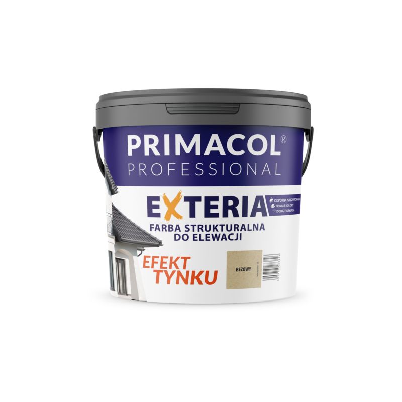 Elewacyjna farba strukturalna Exteria Primacol, fasadowa, kolor beżowy, 4,5l, 1 szt.