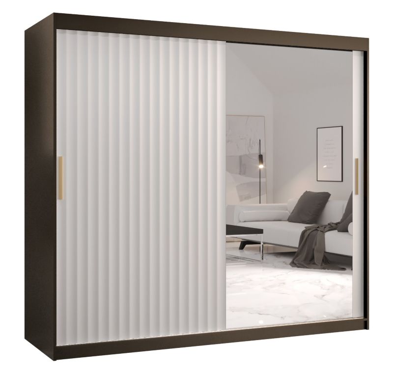 Szafa przesuwna Abiks RIFLO WAVE 2 200 czarny mat+ biały mat 1 szt.