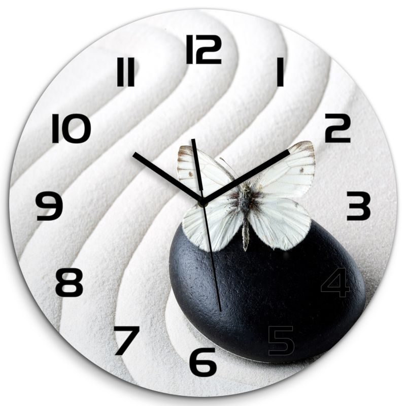 Zegar szklany Tulup Motyl czarne wskazówki fi30 cm cichy 1 szt.