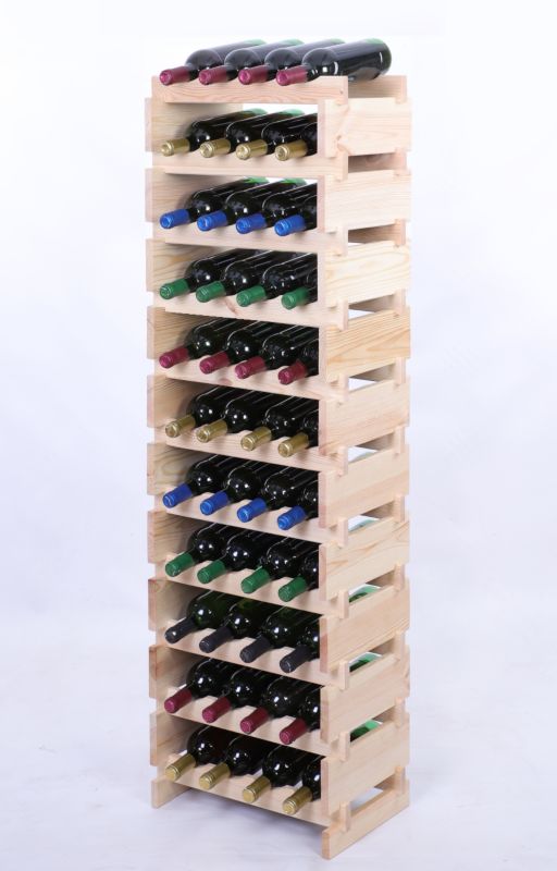 Stojak na wino MODO24 regał modułowy na butelki 11 leżni x 4 butelki montaż bez narzędzi naturalne drewno 1 szt.