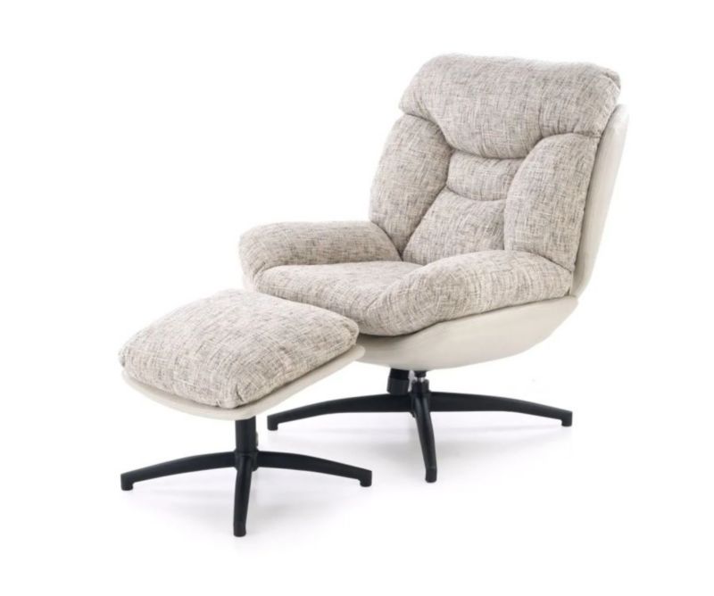 Fotel Halmar tapicerowany KRONOS beżowy obrotowy z podnóżkiem 1 szt