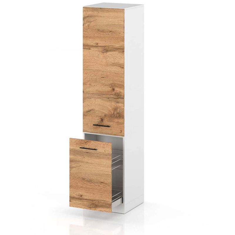Szafka Kuchenna Hurtownia-Mebli Stojąca Cargo S50 CARGO sPremium 50cm Biały Mat Dąb Wotan 50x58x211 cm 1szt.