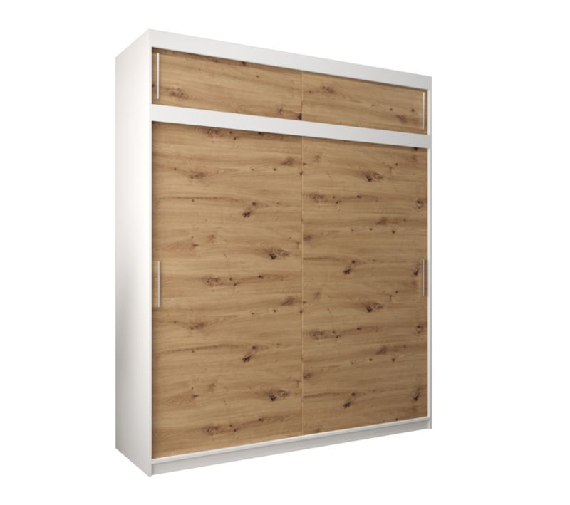 Szafa przesuwna Garderoba Abiks Tokyo 200 biały + artisan z nadstawką 1 szt.