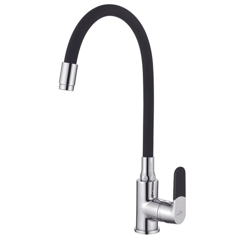 Bateria kuchenna zlewozmywakowa Invena Samba z ruchomą wylewką kolor czarny 1 szt