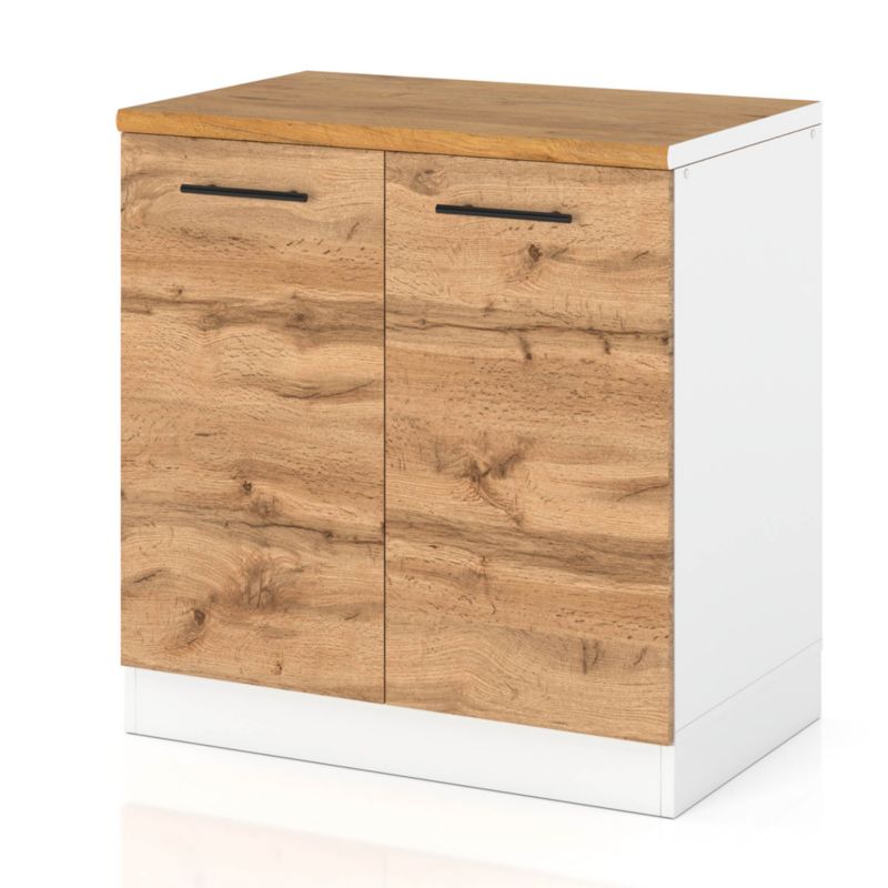 Szafka Kuchenna Hurtownia-Mebli Stojąca D80 sPremium 80cm Biały Mat Dąb Wotan 80x52x85 cm 1szt.