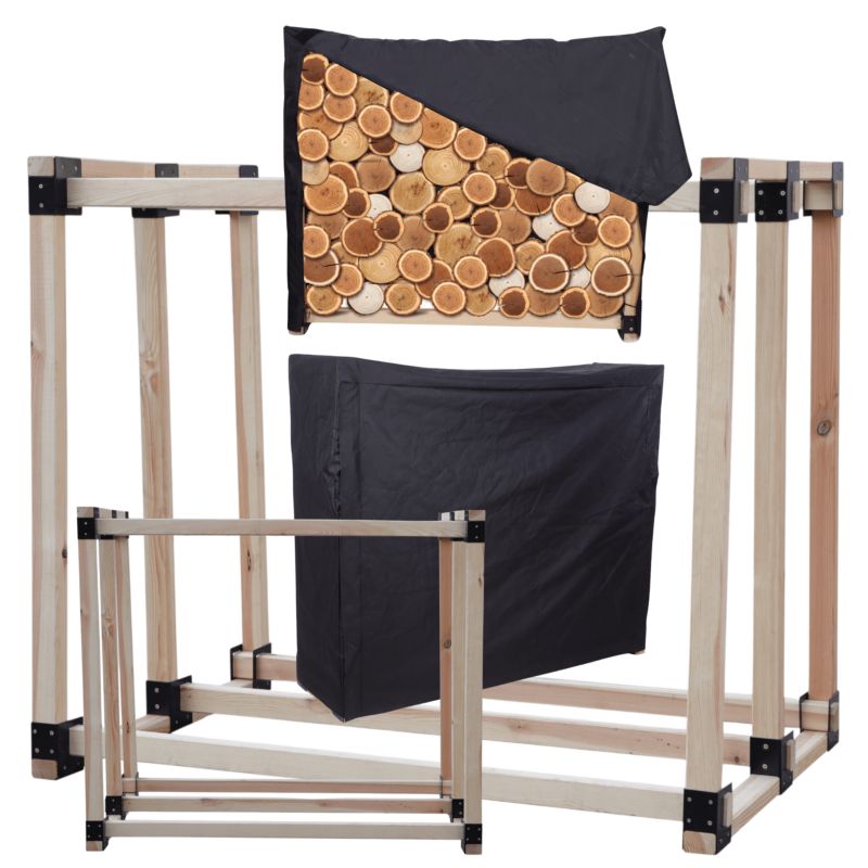 Stojak na drewno kominkowe MODO24 wiata z pokrowcem drewutnia 1,4 m3 1 szt.