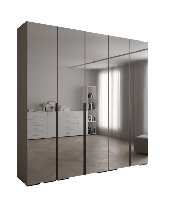 Szafa uchylna Abiks INOVA lustro wz.1 szer.250cm (kaszmir/czarny)