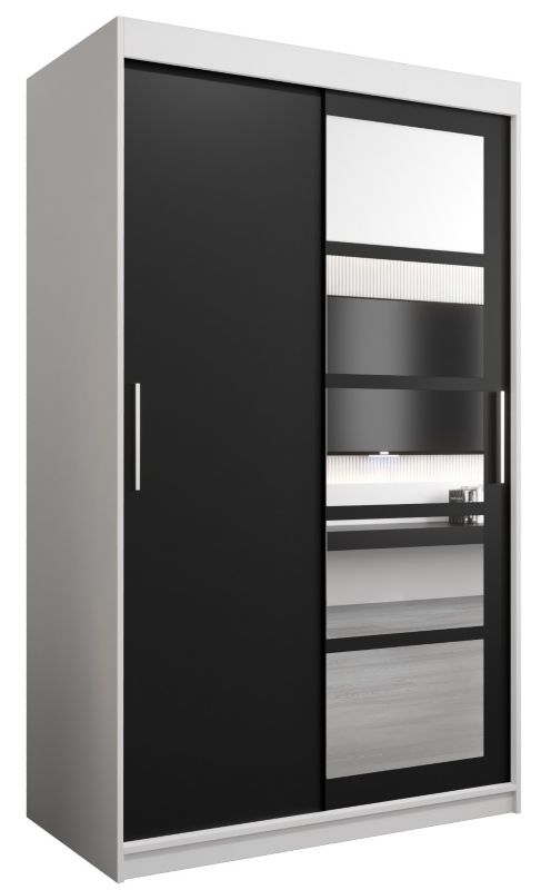 Szafa przesuwna Abiks ROMA 1 120 biały mat + czarny mat 1 szt.