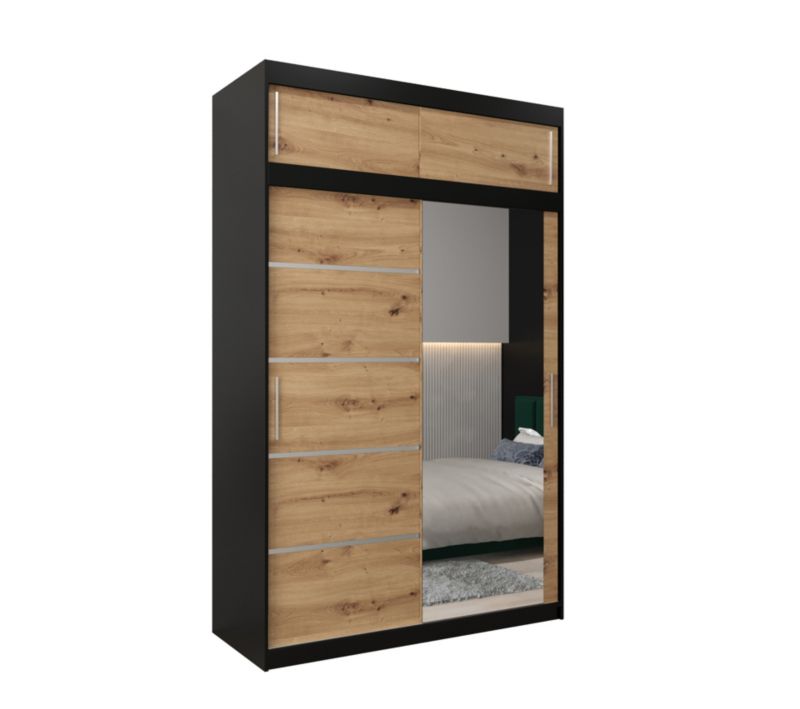 Szafa przesuwna Abiks Verona 2 150 czarny + artisan z nadstawką 1 szt.