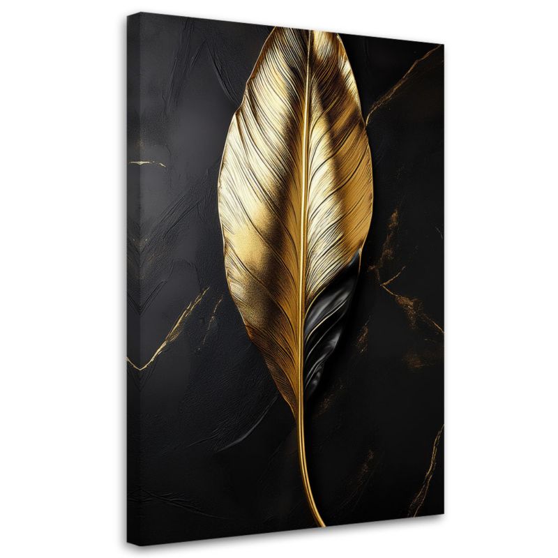 Obraz na płótnie Feeby Złoty Liść na czarnym tle 40x60cm 1szt