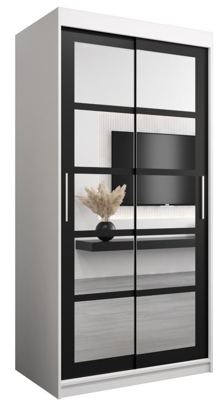 Szafa przesuwna Abiks ROMA 2 100 biały mat + czarny mat 1 szt.