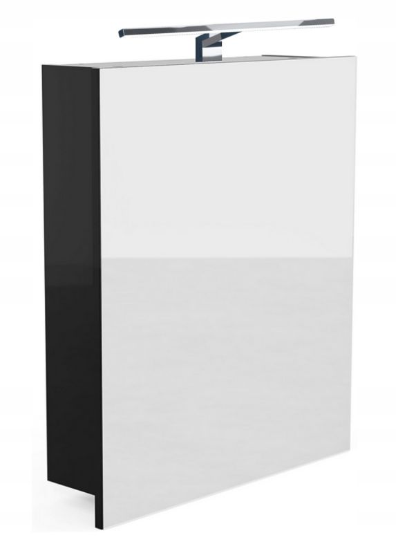 Szafka łazienkowa z lustrem Better Home, 50 x 60 x 14 cm, Oświetlenie LED, Czarna, 1 szt.