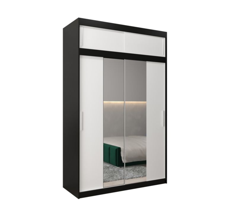 Szafa przesuwna Garderoba Abiks Tokyo 1 150 czarny + biały z nadstawką 1 szt.