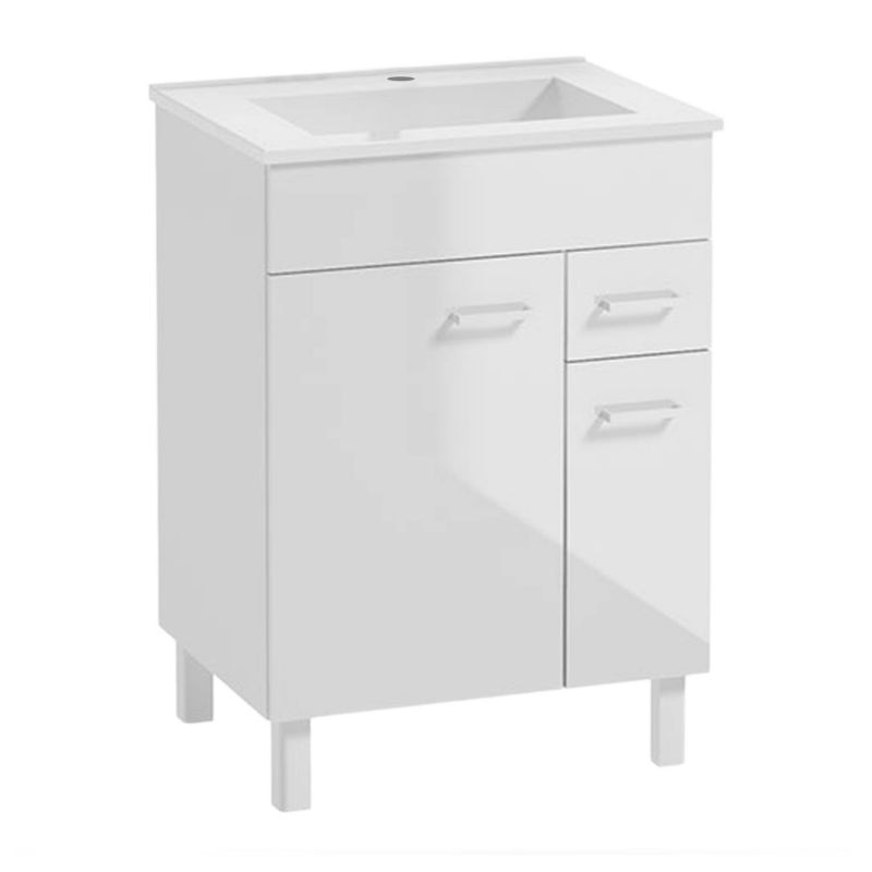 Szafka Łazienkowa Stamar z Umywalką Stojąca 600x460 mm Biała Połysk z Półką i Szufladką 1 szt