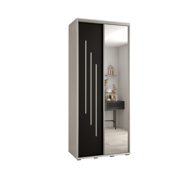 Szafa przesuwna Abiks DAVOS 9 wysoka szer.110cm gł.60cm biały/czarny/srebrny 1szt.