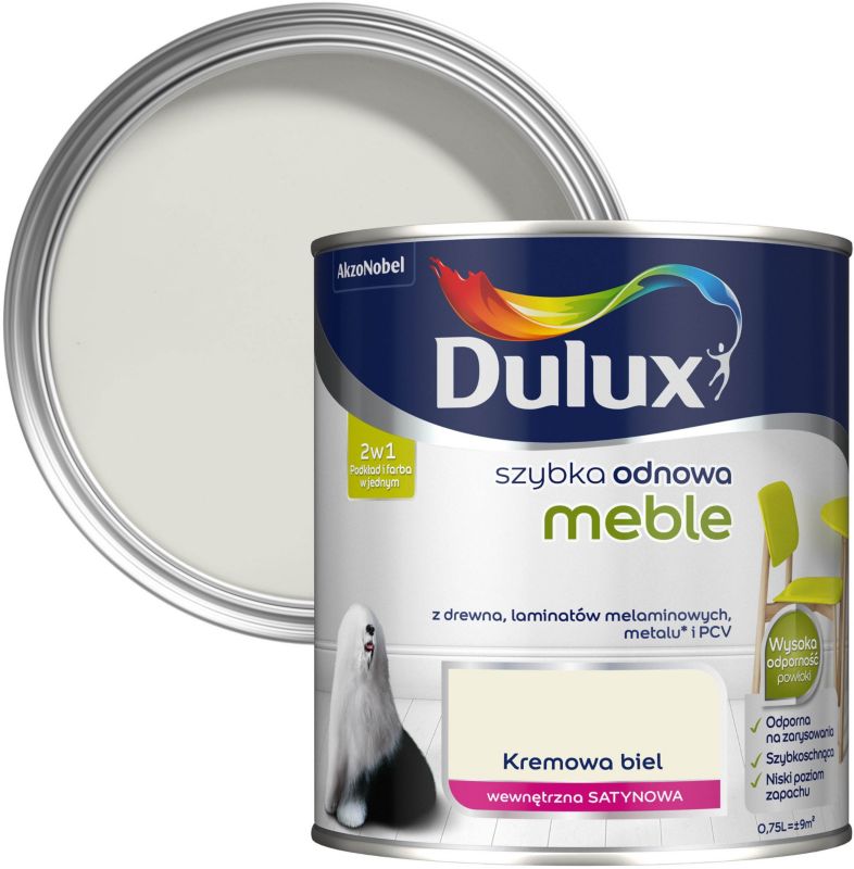 Farba Dulux Szybka Odnowa meble kremowa biel 0,75 l
