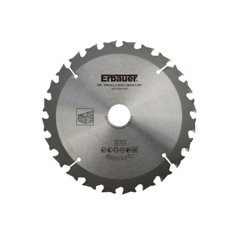 Tarcza do drewna Erbauer 165 x 20/16 mm 24T